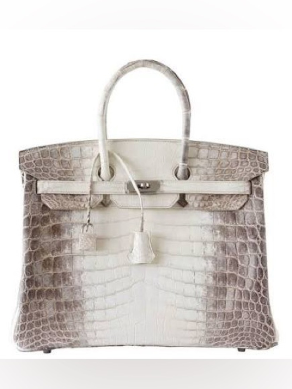 HANDMADE GENUINE HIMALAYAN CROCODILE SIAM PLATED PHW OMBRÉ 35 IMPORTED CALFSKIN